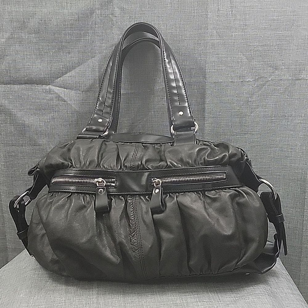 Desmo Made in Italy black Soft leather Shoulder Bag, Slouch Hobo Silver Hardware